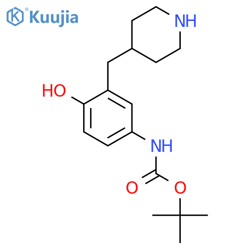 tert-butyl N-{4-hydroxy-3-(piperidin-4-yl)methylphenyl}carbamate structure