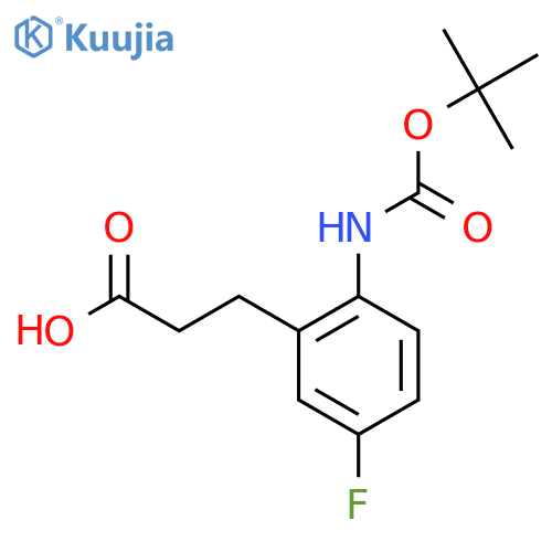 3-(2-{(tert-butoxy)carbonylamino}-5-fluorophenyl)propanoic acid structure