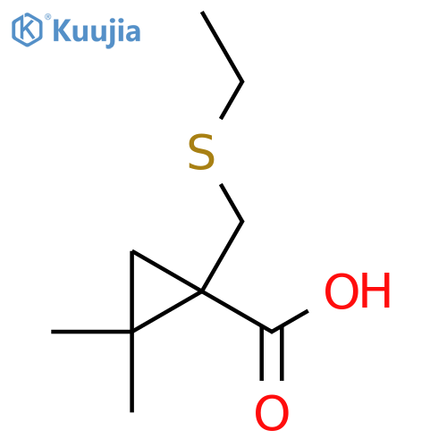 1-(ethylsulfanyl)methyl-2,2-dimethylcyclopropane-1-carboxylic acid structure