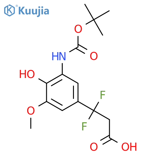3-(3-{(tert-butoxy)carbonylamino}-4-hydroxy-5-methoxyphenyl)-3,3-difluoropropanoic acid structure