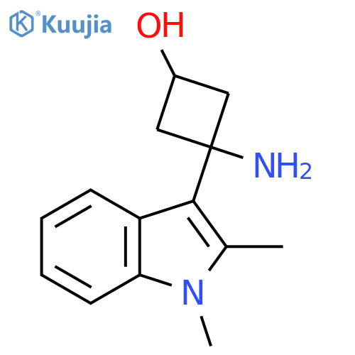 3-amino-3-(1,2-dimethyl-1H-indol-3-yl)cyclobutan-1-ol structure