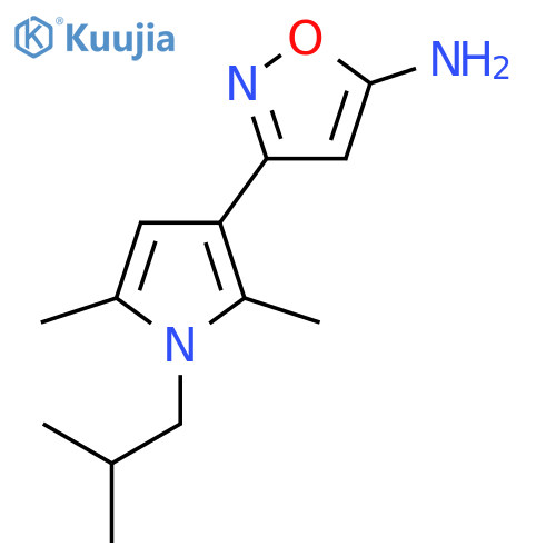 3-2,5-dimethyl-1-(2-methylpropyl)-1H-pyrrol-3-yl-1,2-oxazol-5-amine structure
