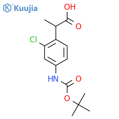 2-(4-{(tert-butoxy)carbonylamino}-2-chlorophenyl)propanoic acid structure