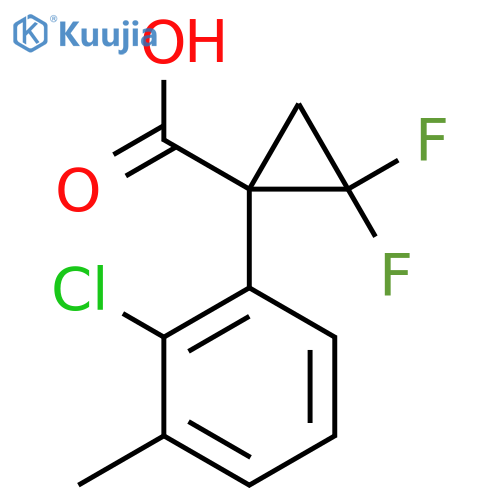 1-(2-chloro-3-methylphenyl)-2,2-difluorocyclopropane-1-carboxylic acid structure