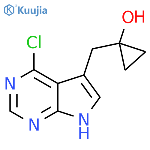 1-({4-chloro-7H-pyrrolo2,3-dpyrimidin-5-yl}methyl)cyclopropan-1-ol structure