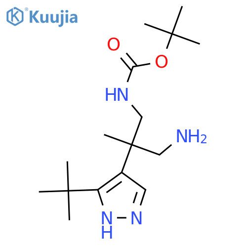 tert-butyl N-3-amino-2-(3-tert-butyl-1H-pyrazol-4-yl)-2-methylpropylcarbamate structure