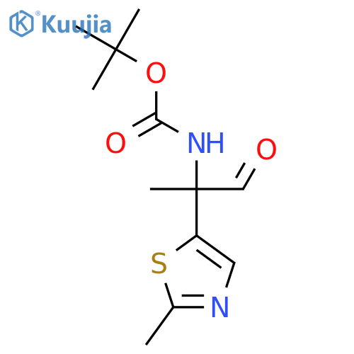 tert-butyl N-2-(2-methyl-1,3-thiazol-5-yl)-1-oxopropan-2-ylcarbamate structure