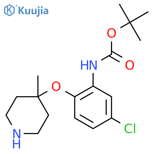 tert-butyl N-{5-chloro-2-(4-methylpiperidin-4-yl)oxyphenyl}carbamate structure