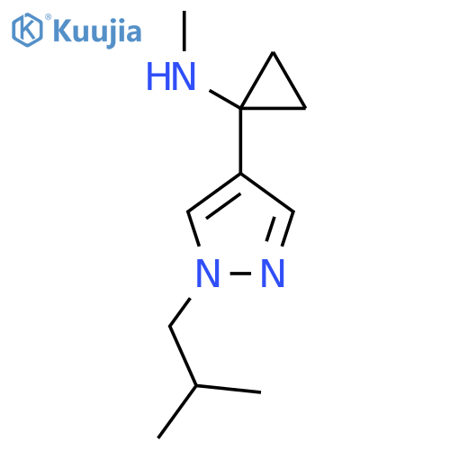 N-methyl-1-1-(2-methylpropyl)-1H-pyrazol-4-ylcyclopropan-1-amine structure