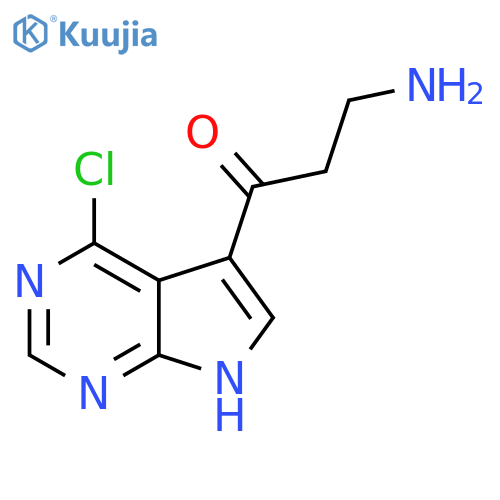 3-amino-1-{4-chloro-7H-pyrrolo2,3-dpyrimidin-5-yl}propan-1-one structure