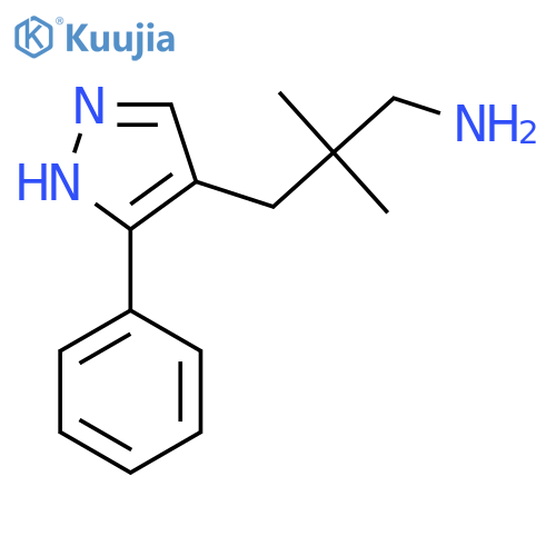 2,2-dimethyl-3-(3-phenyl-1H-pyrazol-4-yl)propan-1-amine structure