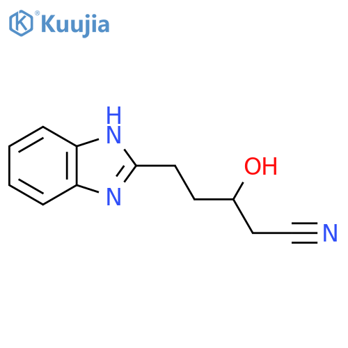 5-(1H-1,3-benzodiazol-2-yl)-3-hydroxypentanenitrile structure