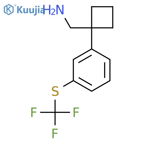 (1-{3-(trifluoromethyl)sulfanylphenyl}cyclobutyl)methanamine structure