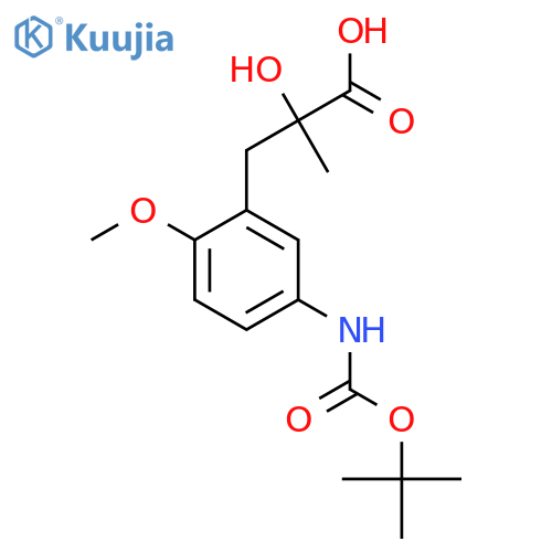 3-(5-{(tert-butoxy)carbonylamino}-2-methoxyphenyl)-2-hydroxy-2-methylpropanoic acid structure