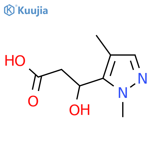 3-(1,4-dimethyl-1H-pyrazol-5-yl)-3-hydroxypropanoic acid structure