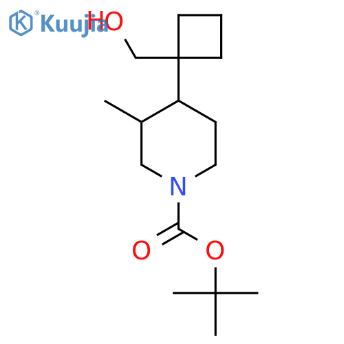 tert-butyl 4-1-(hydroxymethyl)cyclobutyl-3-methylpiperidine-1-carboxylate structure