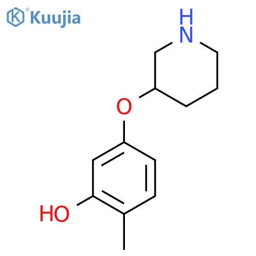 2-methyl-5-(piperidin-3-yloxy)phenol structure