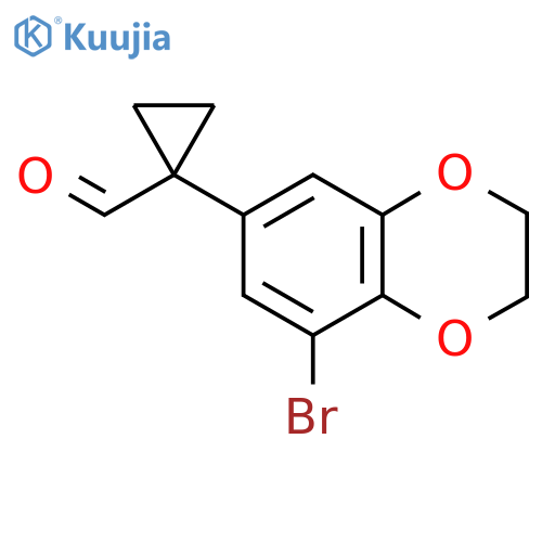 1-(8-bromo-2,3-dihydro-1,4-benzodioxin-6-yl)cyclopropane-1-carbaldehyde structure