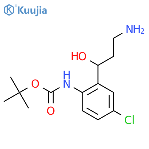 tert-butyl N-2-(3-amino-1-hydroxypropyl)-4-chlorophenylcarbamate structure