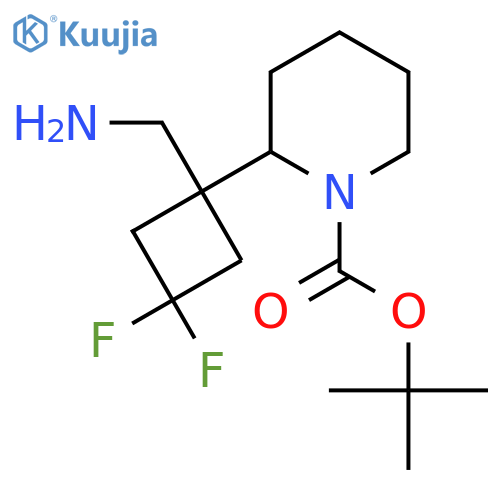tert-butyl 2-1-(aminomethyl)-3,3-difluorocyclobutylpiperidine-1-carboxylate structure