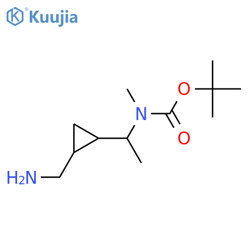 tert-butyl N-{1-2-(aminomethyl)cyclopropylethyl}-N-methylcarbamate structure