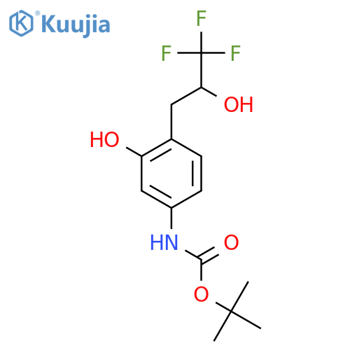 tert-butyl N-3-hydroxy-4-(3,3,3-trifluoro-2-hydroxypropyl)phenylcarbamate structure