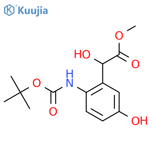 methyl 2-(2-{(tert-butoxy)carbonylamino}-5-hydroxyphenyl)-2-hydroxyacetate structure