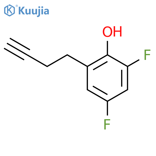 2-(but-3-yn-1-yl)-4,6-difluorophenol structure