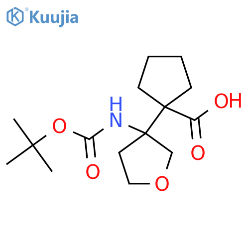 1-(3-{(tert-butoxy)carbonylamino}oxolan-3-yl)cyclopentane-1-carboxylic acid structure