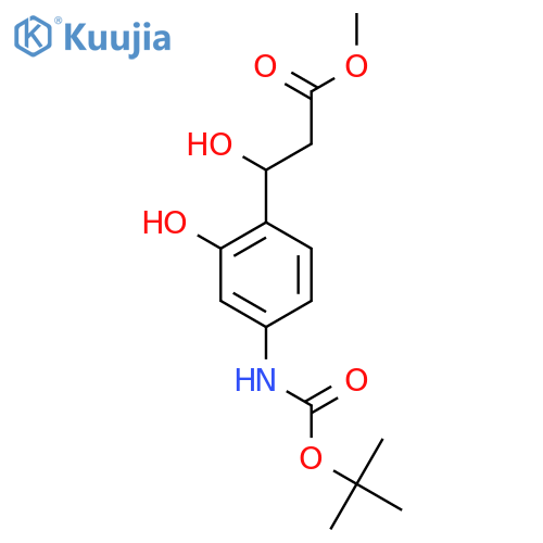methyl 3-(4-{(tert-butoxy)carbonylamino}-2-hydroxyphenyl)-3-hydroxypropanoate structure