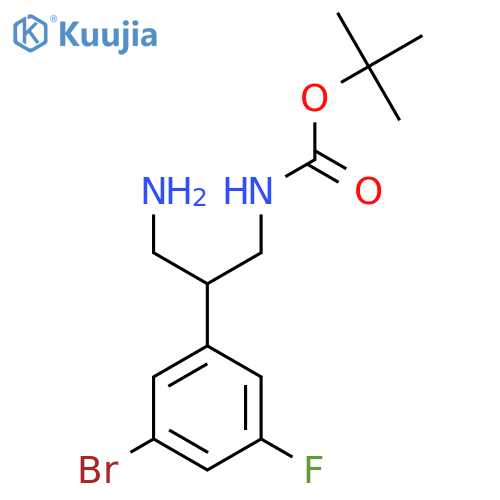 tert-butyl N-3-amino-2-(3-bromo-5-fluorophenyl)propylcarbamate structure