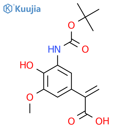 2-(3-{(tert-butoxy)carbonylamino}-4-hydroxy-5-methoxyphenyl)prop-2-enoic acid structure