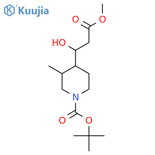 tert-butyl 4-(1-hydroxy-3-methoxy-3-oxopropyl)-3-methylpiperidine-1-carboxylate structure
