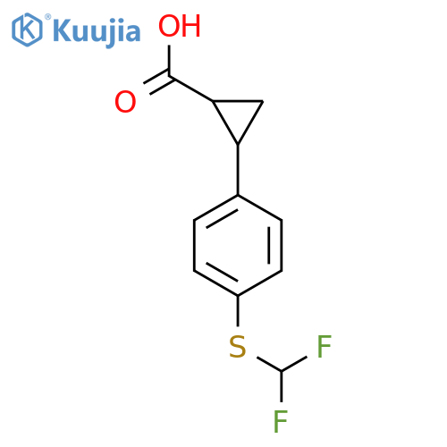 2-{4-(difluoromethyl)sulfanylphenyl}cyclopropane-1-carboxylic acid structure