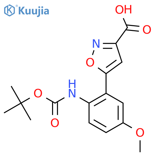 5-(2-{(tert-butoxy)carbonylamino}-5-methoxyphenyl)-1,2-oxazole-3-carboxylic acid structure