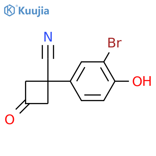 1-(3-bromo-4-hydroxyphenyl)-3-oxocyclobutane-1-carbonitrile structure