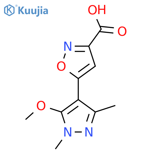 5-(5-methoxy-1,3-dimethyl-1H-pyrazol-4-yl)-1,2-oxazole-3-carboxylic acid structure