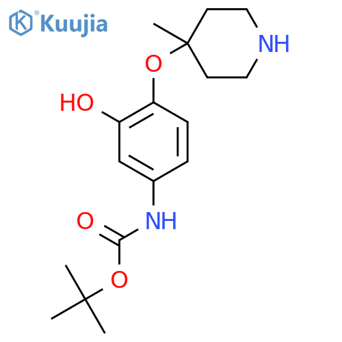 tert-butyl N-{3-hydroxy-4-(4-methylpiperidin-4-yl)oxyphenyl}carbamate structure