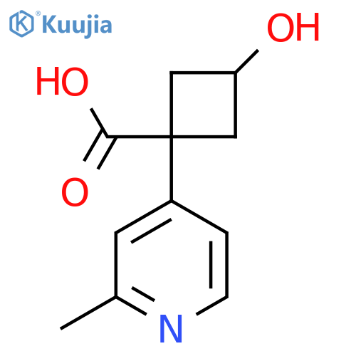 3-hydroxy-1-(2-methylpyridin-4-yl)cyclobutane-1-carboxylic acid structure