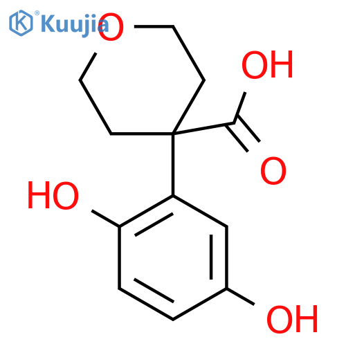 4-(2,5-Dihydroxyphenyl)oxane-4-carboxylic acid structure