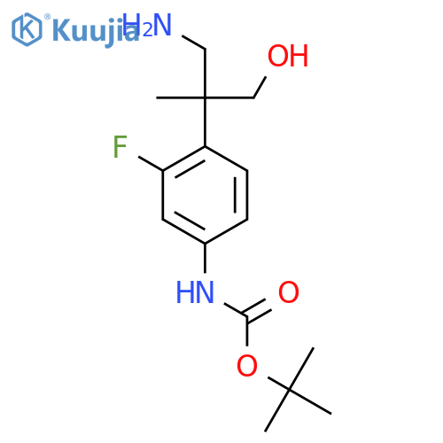 tert-butyl N-4-(1-amino-3-hydroxy-2-methylpropan-2-yl)-3-fluorophenylcarbamate structure