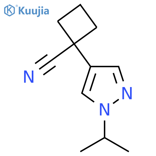 1-1-(propan-2-yl)-1H-pyrazol-4-ylcyclobutane-1-carbonitrile structure