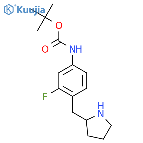 tert-butyl N-{3-fluoro-4-(pyrrolidin-2-yl)methylphenyl}carbamate structure