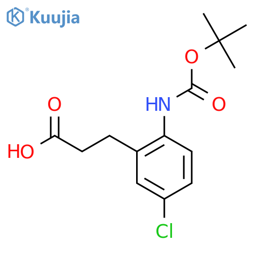 3-(2-{(tert-butoxy)carbonylamino}-5-chlorophenyl)propanoic acid structure