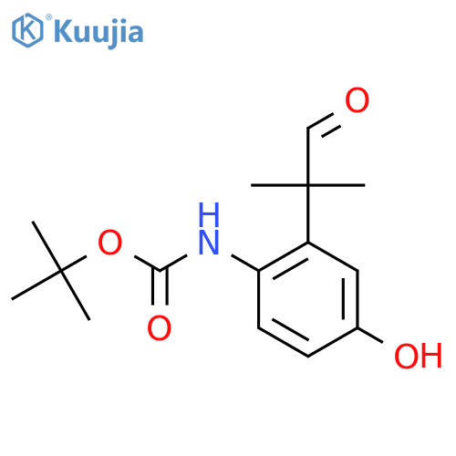 tert-butyl N-4-hydroxy-2-(2-methyl-1-oxopropan-2-yl)phenylcarbamate structure