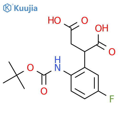 2-(2-{(tert-butoxy)carbonylamino}-5-fluorophenyl)butanedioic acid structure