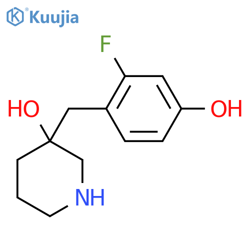 3-[(2-Fluoro-4-hydroxyphenyl)methyl]piperidin-3-ol structure