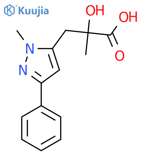 2-hydroxy-2-methyl-3-(1-methyl-3-phenyl-1H-pyrazol-5-yl)propanoic acid structure