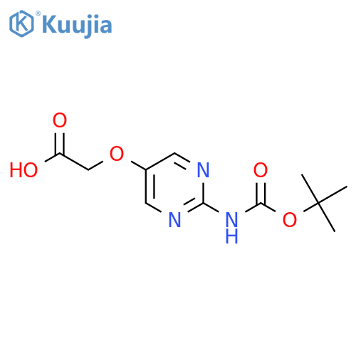2-(2-{(tert-butoxy)carbonylamino}pyrimidin-5-yl)oxyacetic acid structure
