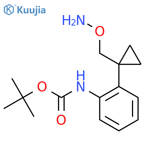 tert-butyl N-(2-{1-(aminooxy)methylcyclopropyl}phenyl)carbamate structure